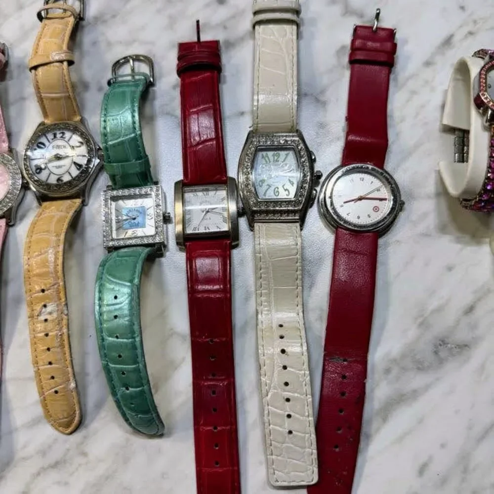 Lot of 10 Women's Rhinestone Fashion Watches Mixed Brands
